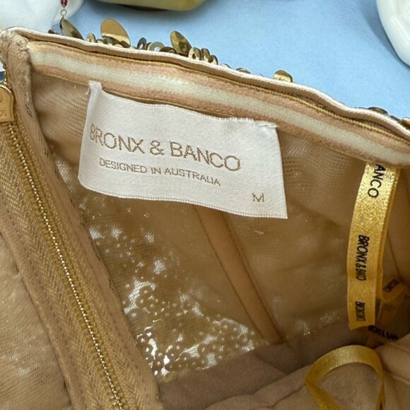 🆕 BRONX & BANCO 🧿 NWOT Farah Strapless Sequins Gown, Gold, Sz M US 6 - Picture 15 of 16